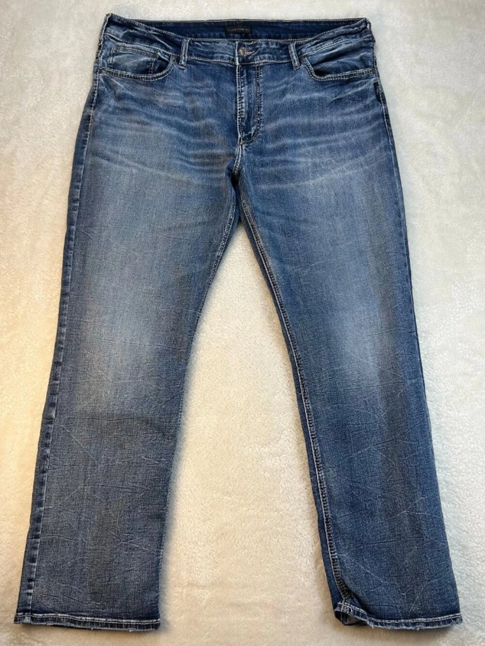 Silver Gordie Straight Jeans Mens 40x32 Blue Denim Western Work Mid Rise Whisker